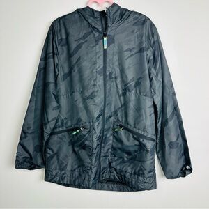 Champion Kids' Black Camouflage Raincoat Water Resistant Tilted Camo Size Large